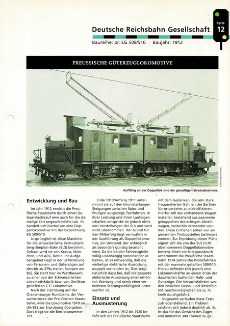 BAUREIHE: PR. EG 509/510 - Datenblatt EUR 1,00 - PicClick DE
