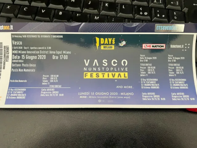 Biglietto Concerto Vasco Rossi - Milano 24/05/22 Mind Milano Innovation District