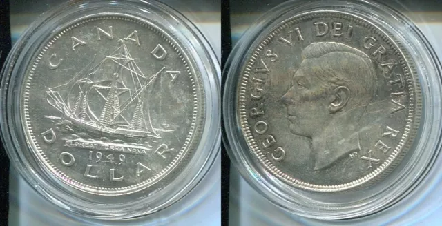 KANADA CANADA 1949 - 1 Dollar in Silber, vz/stgl. - SEGELSCHIFF Neufundland