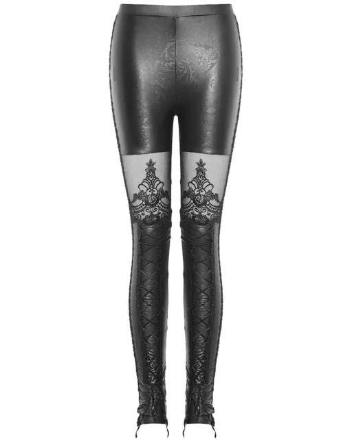 Punk Rave Macbeth Leggings Black Gothic Corset Lace Embossed Wet Look