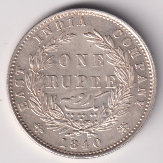 East India Company 1840 Victoria Queen One Rupee Silver Coin In Top Grade