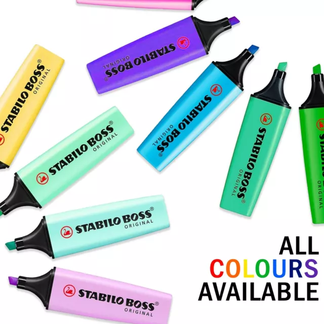 3 x STABILO BOSS Original & Pastel Highlighter Markers Pens -  Highlighters Pen