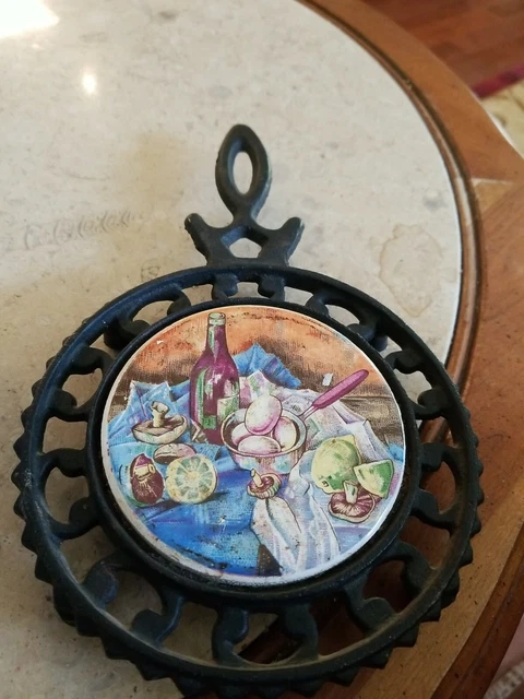 Vintage Enesco Kitchen Trivet Hot Plate Cast Iron