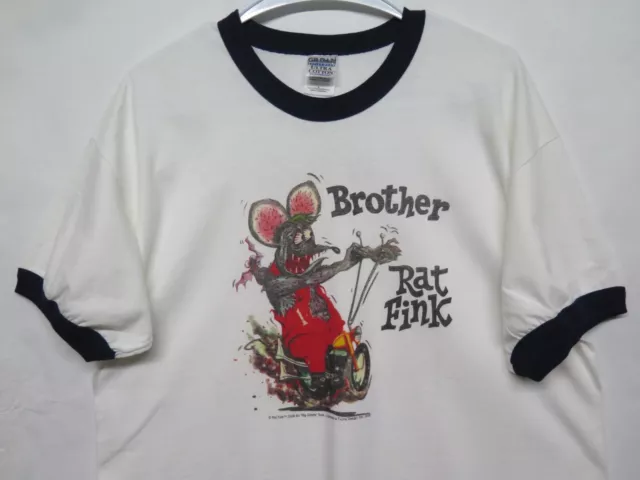 Rare Ed Big Daddy Roth Brother Rat Fink Bike Motorcycle Ringer T Shirt Sz L