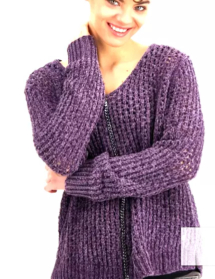 Sweater/Jumper - Monari - Open Weave Like Crochet- Purple Med (38)  Nwt