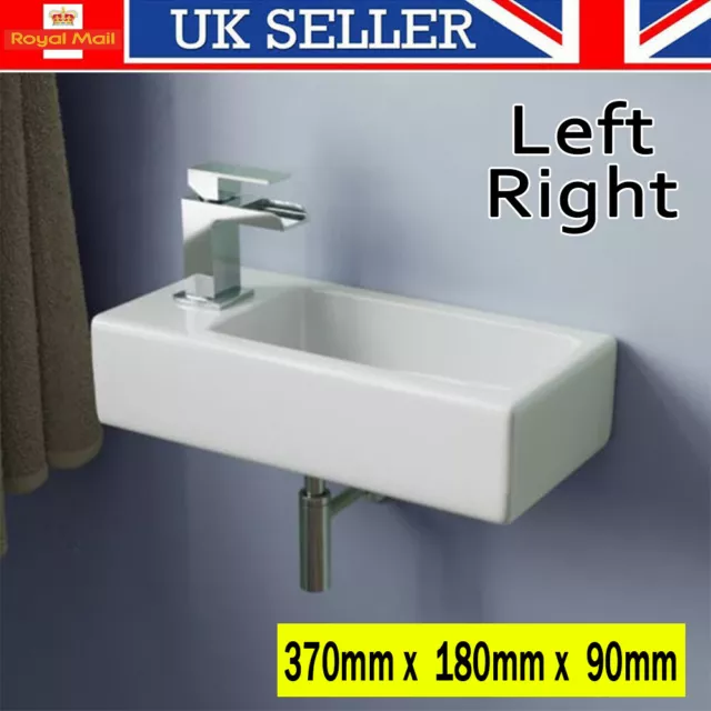 Small White Compact Bathroom Cloakroom Hand Wash Basin Sink Ceramic Wall Hung