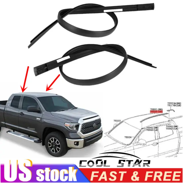 2 x Roof Molding Weatherstrips Fits For 2007-2020 Toyota Tundra Double Cab