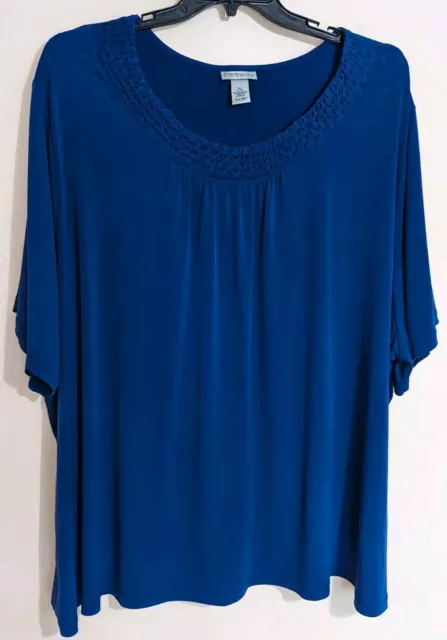 Womens Catherines Royal Blue Short Sleeve Shirt Top Blouse Plus Size 5X