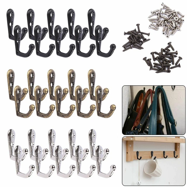 10/20pcs Metal Hanging Single Hook Clothes Hat Coat Robe Wall Door Hangers Hooks