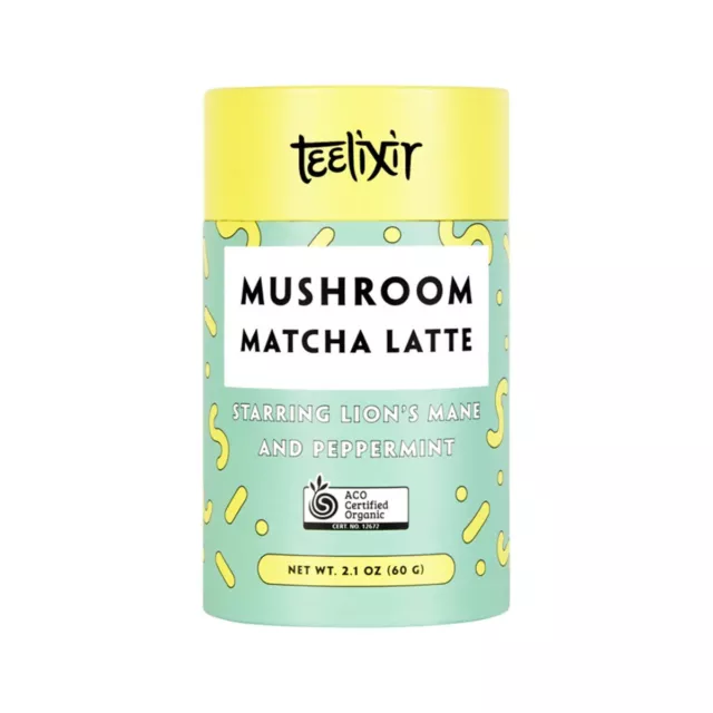 New Teelixir Organic Mushroom Matcha Latte Starring Lion's Mane & Peppermint 60g