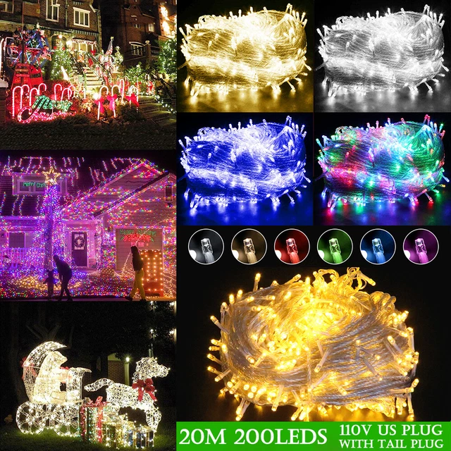 20M 200LEDs Fairy String Lights LED Indoor Outdoor Christmas Xmas Party Decor US