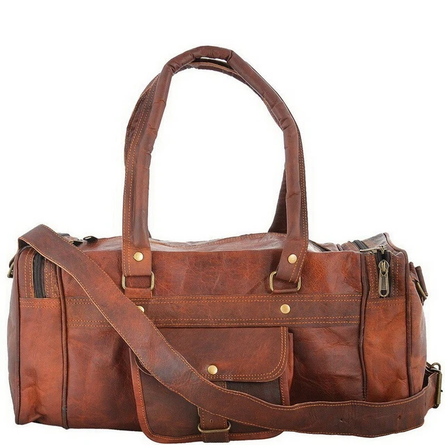Heavy Duty Leather Duffle Bag Overnight Weekend Travel AirCabin Carryon Luggage