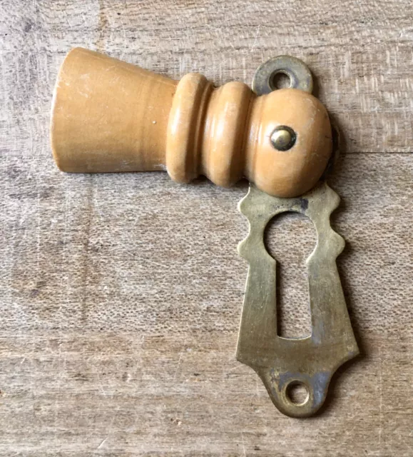 Antique Escutcheon Keyhole Wooden Vintage Door Hardware Victorian Old Salvage