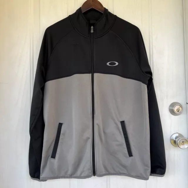 Oakley Mens Full Zip Jacket Size Large Black & Gray Fleece Lined Two Toned *Read