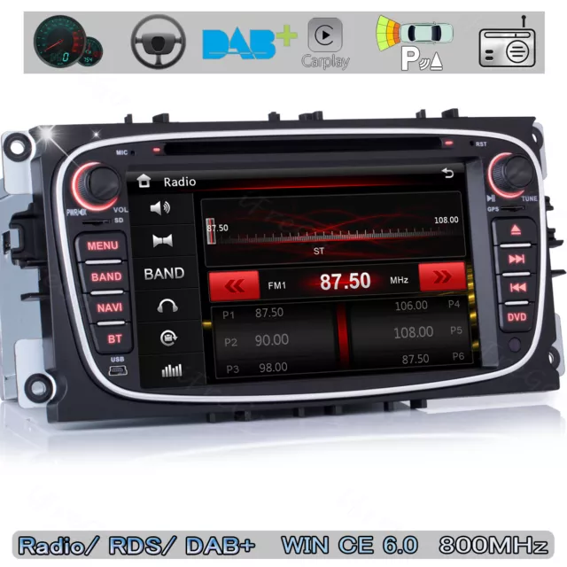 Für Ford Focus S-MAX Mondeo DAB+ 7 zoll GPS RDS Navigation Autoradio Stereo DVD