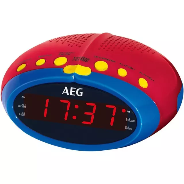 AEG MRC 4143 Radiowecker Uhrenradio Rot für Kinder mit UKW/MW-PLL LED-Display