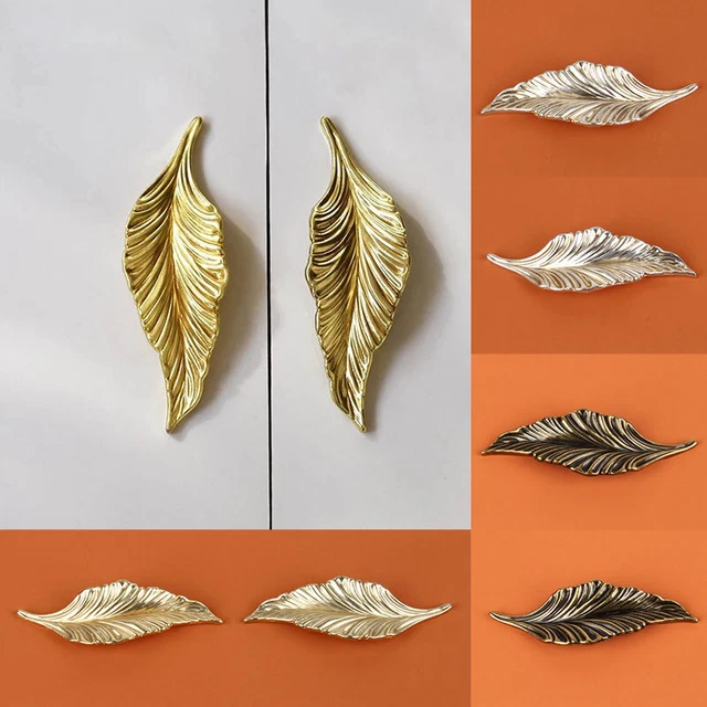 Retro Leaf Shape Cabinet Pulls Handles Alloy Closet Wardrobe Drawer Door Knobs