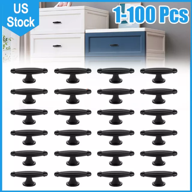 Cabinet Handles Matte Black Drawer Pulls Cupboard Door Knobs Roman Column LOT