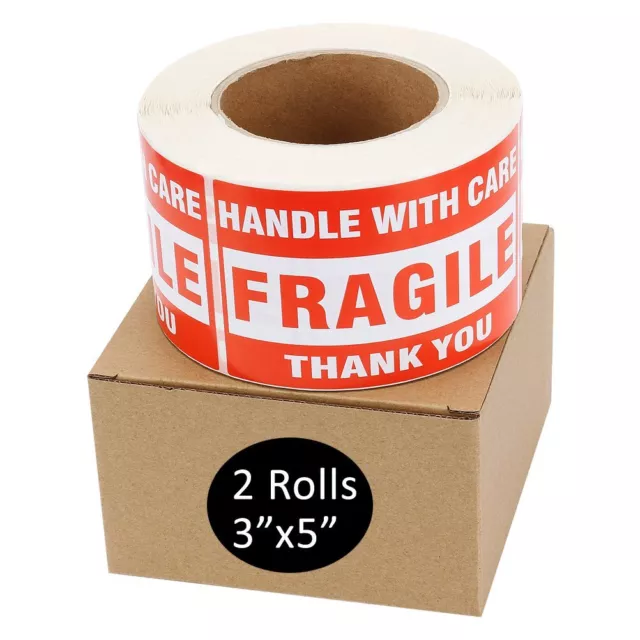 1000 Large 3"x5" Handle with Care Thank You Fragile Shipping Labels Stickers