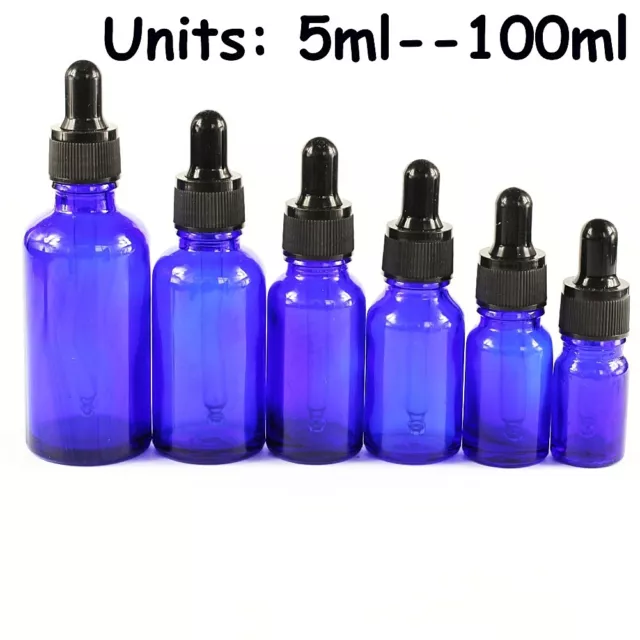 5-100ML Blue Glass Bottle Reagent Liquid Pipette Bottle Eye Dropper Aromatherapy