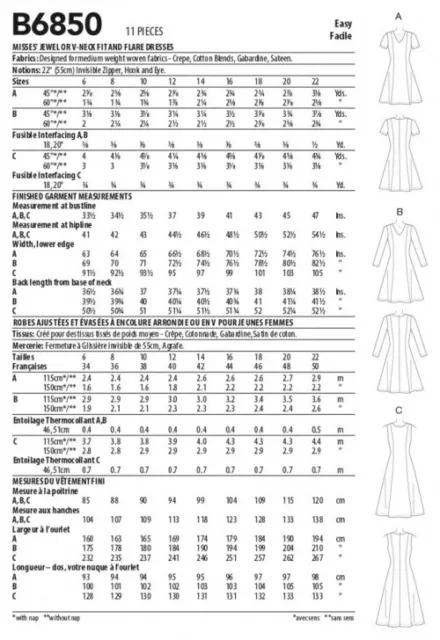 Butterick Sewing Pattern 6850 Dresses A (6-8-10-12-14-16-18-20-22) 2