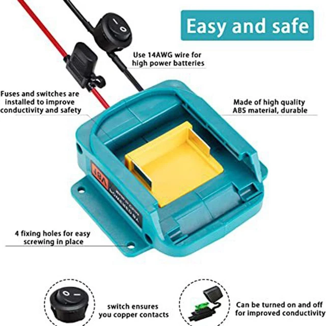 Tout Neuf Adaptateur Outil Piles Batterie Support Avec 14 Awg Câble Base Pied