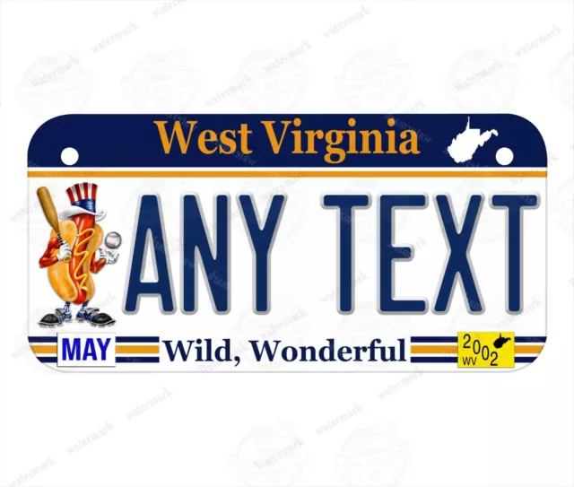Custom Mini License Plate West Virginia State Personalized for bicycles Kid ride