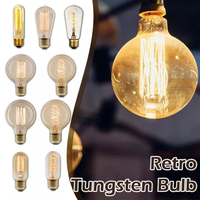1Stk Retro Glühbirne E27 40W 220V Vintage Industrie Filament Zuhaus Glasbirne O