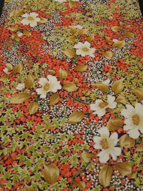 1S05z90 Japanese Kimono Crepe Silk  FABRIC Grape Flowers 63"