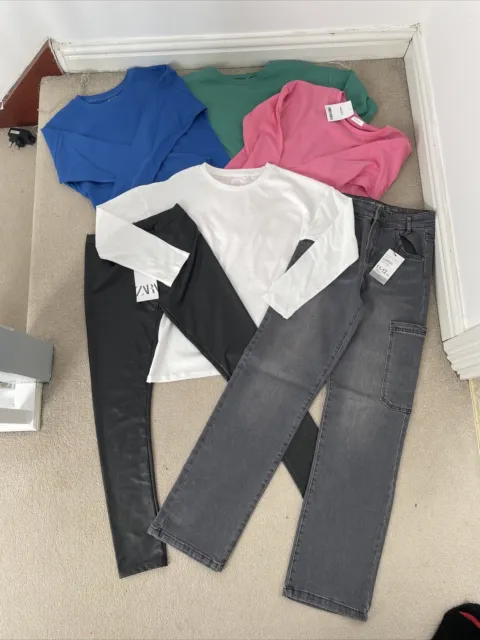 New Tags Girls  Zara Faux Leather Leggings Next Tops X 4 Primark Jeans 11 - 12