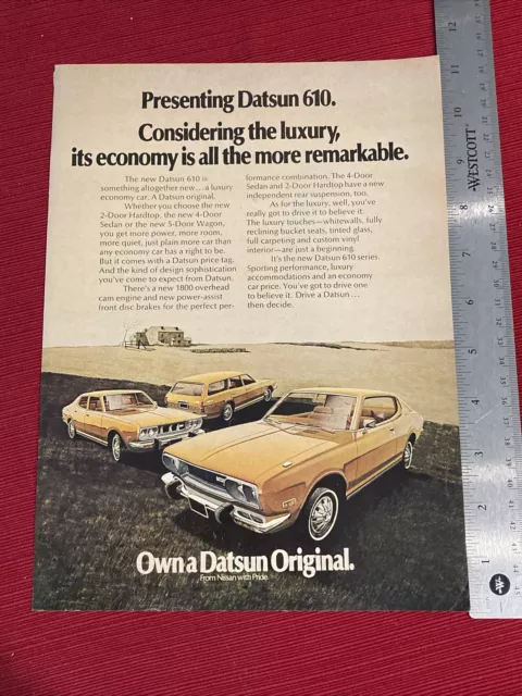 Datsun 610 Car 1973 Print Ad  - Great To Frame!