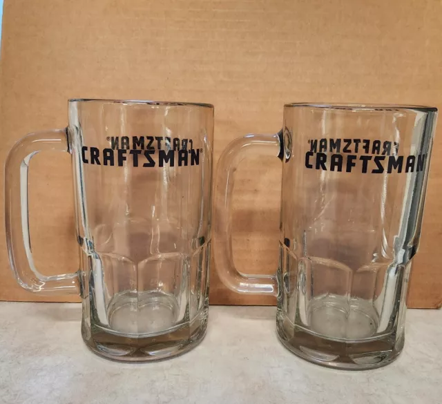 Craftsman Tools Beer Mugs Glasses Glass Set Of 2 Sears Collector Tankard Vintage