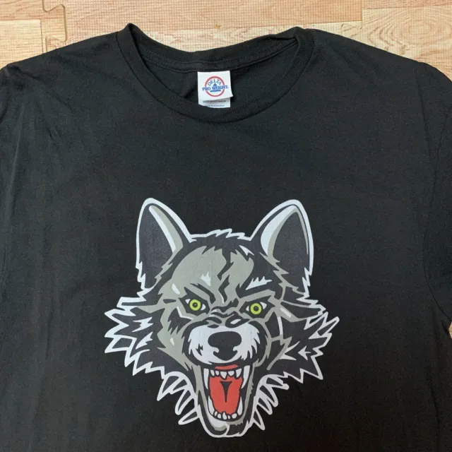 Vintage Chicago Wolves AHL Hockey Black Short Sleeve Graphic T Shirt Mens Large