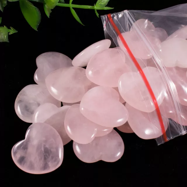 Small Natural Rose Quartz Heart Healing Pink Crystal Reiki heart Gemstone 30pcs