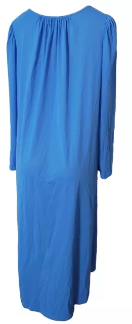 SHADOWLINE NIGHTGOWN LARGE Blue Long Sleeves Nylon Gown Embroidered ...