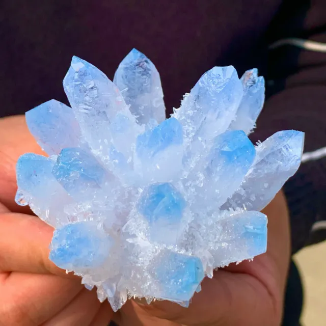 New Find blue Phantom Quartz Crystal Cluster Mineral Specimen Healing 300g+ 1pc 2