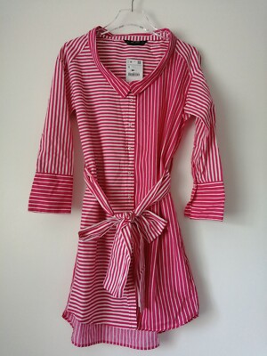 Zara pink and white striped shirt dress with matching belt size S