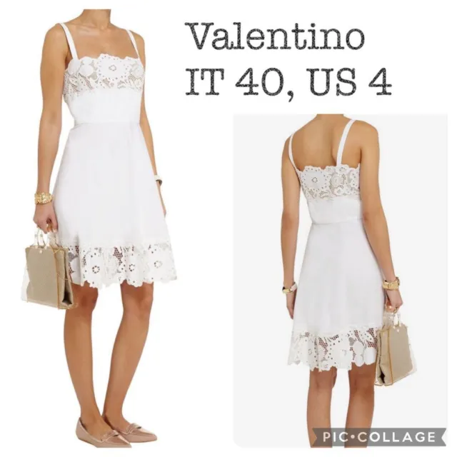 Valentino Dress Lace Camisole Women's Size 4 Cotton White