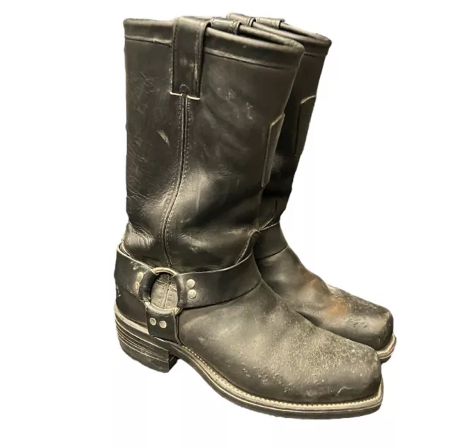 CHIPPEWA MENS BLACK Motorcycle Boots Harness Square Toe Size 9 D ...