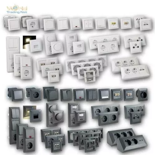 MILOS Schalter-Programm-Serie Prises, Variateur & Interrupteur Avec Cadre Flush