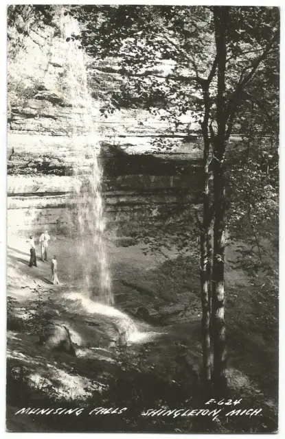 Shingleton Michigan MI ~ Munising Falls RPPC Real Photo Postcard 1940's