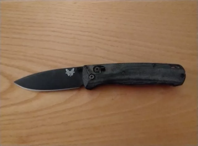 Coltello Benchmade Knife  BUGOUT + Guancette Aggiuntive Flytanium Micarta Grigie 2