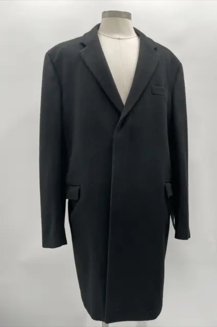 Helmut Lang Men's Crombie Black Long Overcoat 50% Cashmere Wool Size IT 54/ USXL