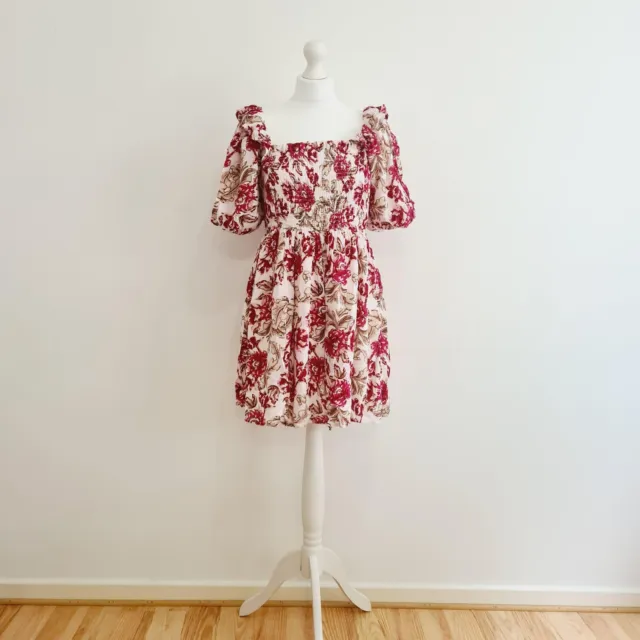 River Island - BNWT - White Floral Smock Mini Dress - Size 10 - RRP £42