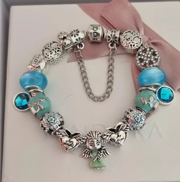Genuine Silver Pandora Bracelet S925 ALE.+ Charms 18 cms+Pandora Box
