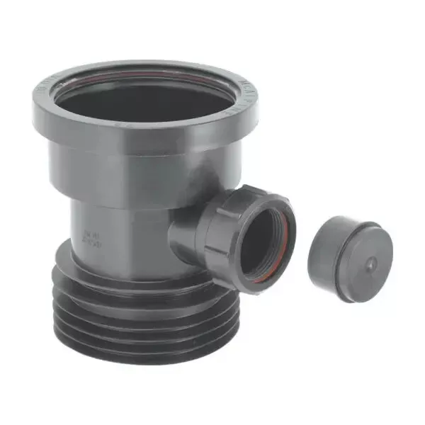 McAlpine 4"/110MM Soil Pipe Drain Connector with 1½" Boss Black DC1-BL-BO