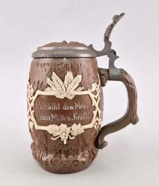 9245005 Ceramics Beer Mug Mettlach Villeroy & Boch Relief Pitcher Toast Um 1900