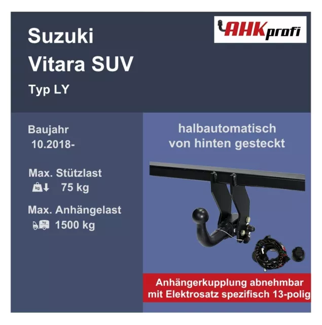 Anhängerkupplung Autohak abnehmbar +ES 13 für Suzuki Vitara SUV LY BJ 10.18- NEU