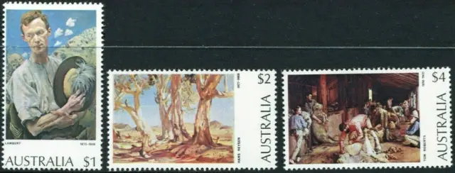 1974 Australia High Value Painting Series Set Of 3 Mint Never Hinged, Clean