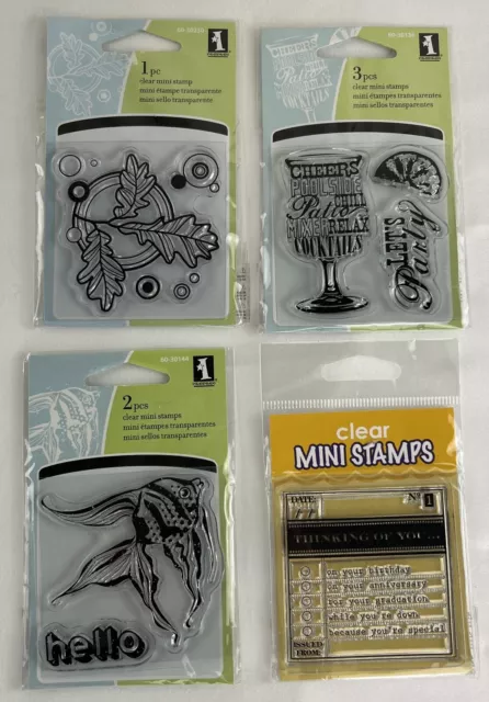 4 Packs Clear Mini Stamps Inkadinkado & Dimensions 7 Stamps in Total NIP Sealed
